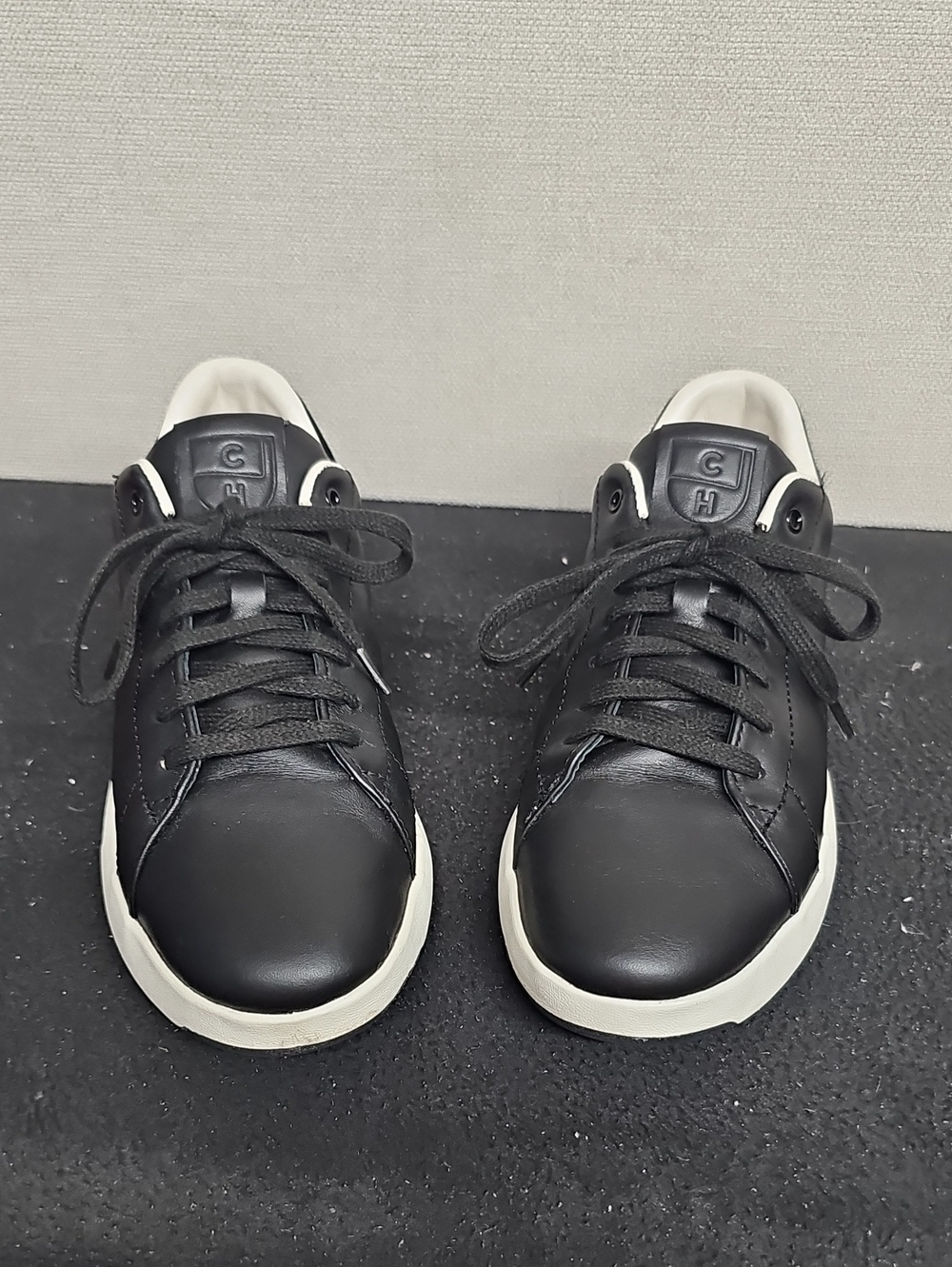 Cole Haan Black Leather Sneakers with White Soles